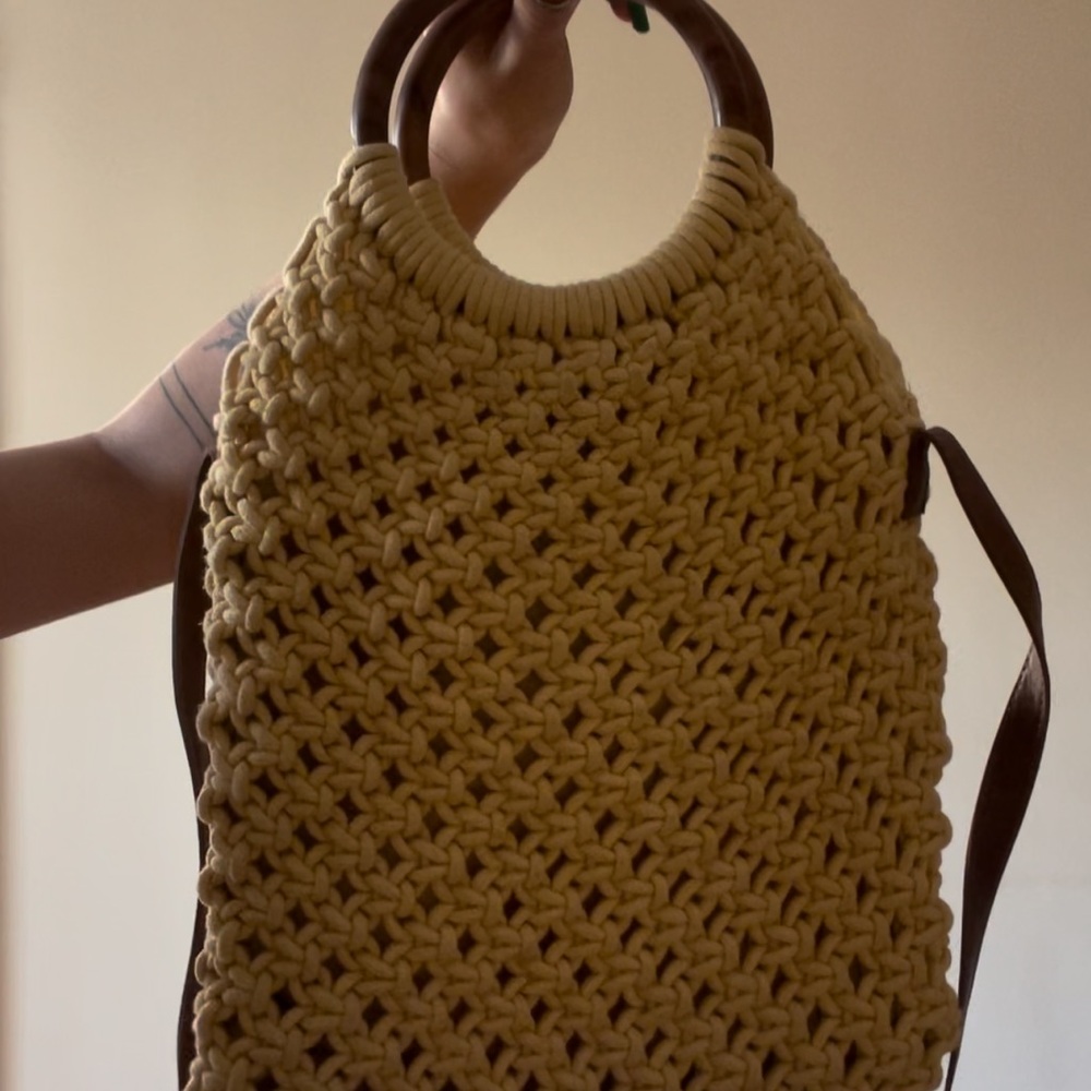 Handcrafted Beige Knitted Tote Bag